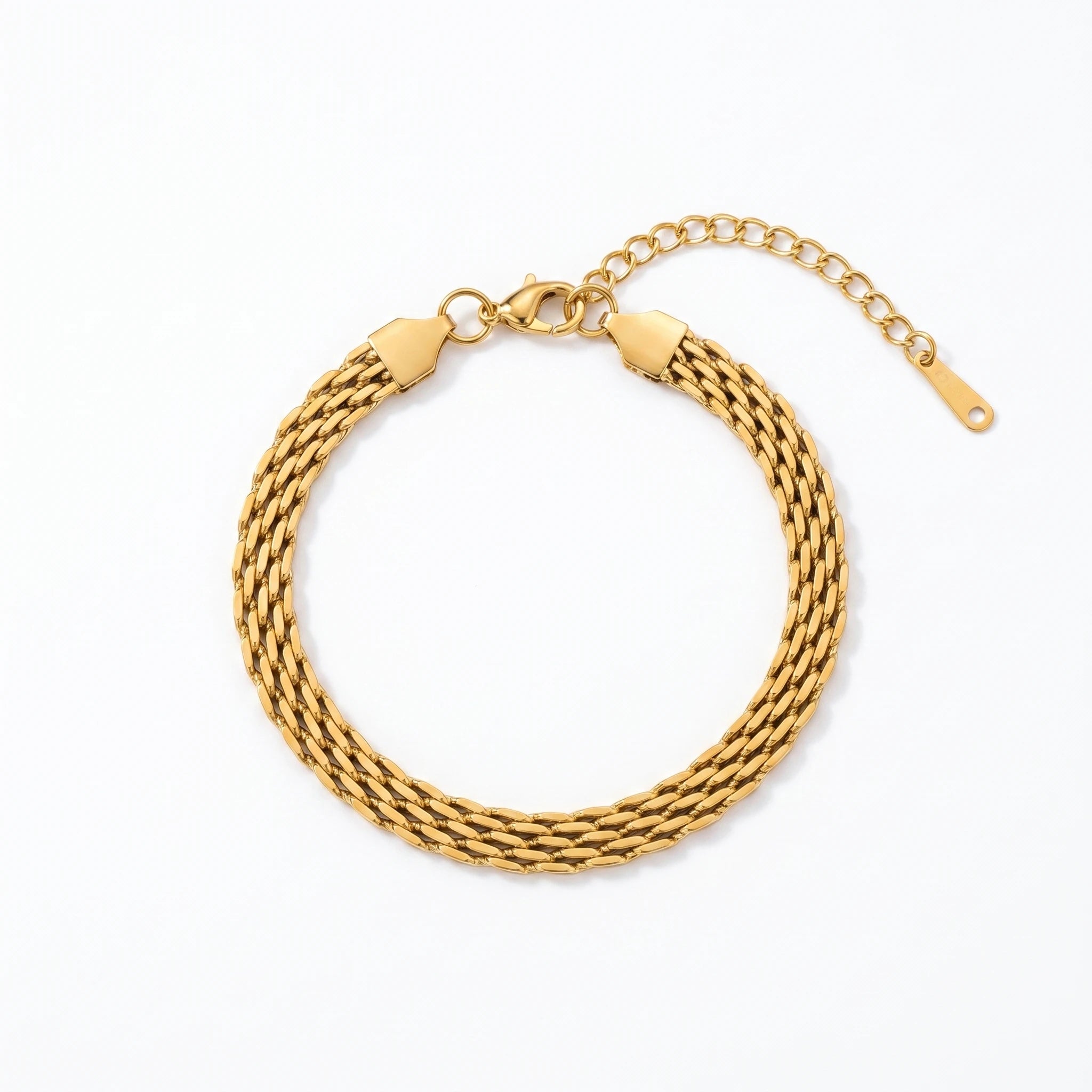 QIAOREN 10664 Chunky Cuban Link Bracelet, 18K Gold Plated Stainless Steel, Anti-Tarnish Bold Statement Jewelry for Women