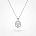 QIAOREN11860 Trendy Sparkling CZ Pave Heart Circle Necklace Stainless Steel Gold Plated Halo Love Pendant Jewelry for Women US