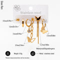 QIAOREN 14489 Butterfly Tassel Stainless Steel Shell Butterfly Drop Earrings Set, Gold Multi Style Earring Pack Jewelry Gift