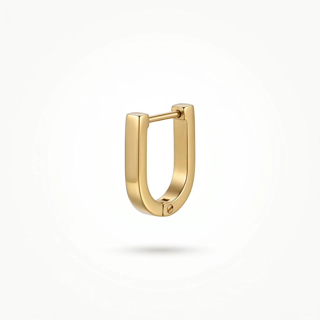 QIAOREN 12569 Minimalist U Shape Huggie Hoop Earrings PVD  Stainless Steel Hypoallergenic Waterproof Geometric