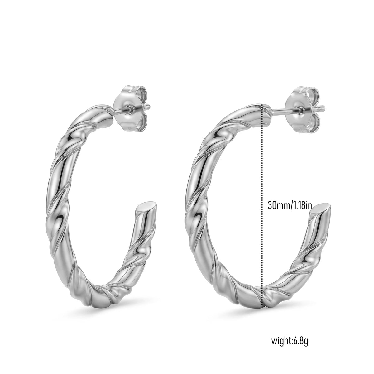 QIAOREN New  18K Gold Plated Stainless Steel Women Zircon  Hoop Earrings Set Fashion Jewelry Clip Stud Earrings