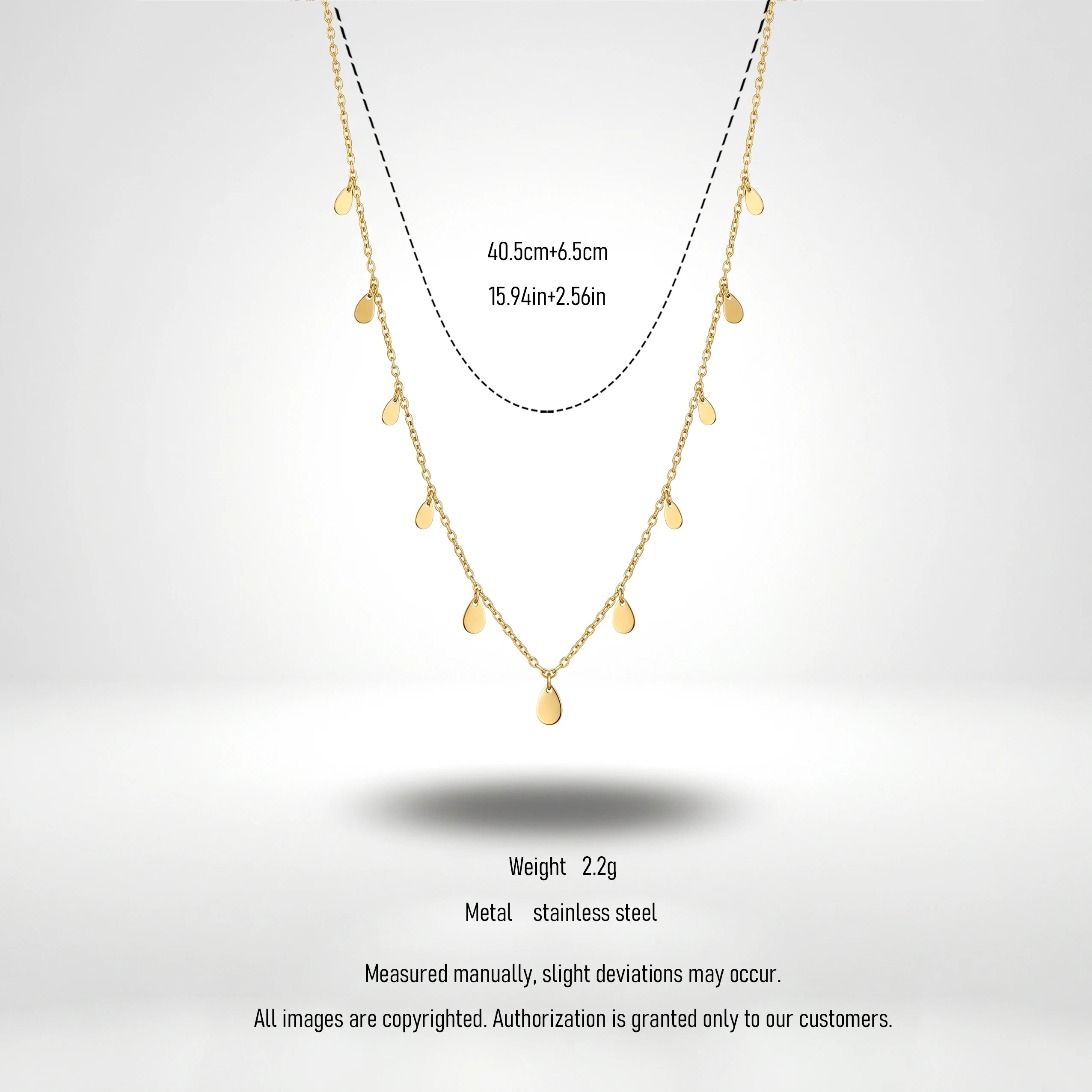 QIAOREN 13570 Gold Stainless Steel Teardrop Charm Necklace with Dainty Drop Pendant Minimalist Fashion Jewelry for Women