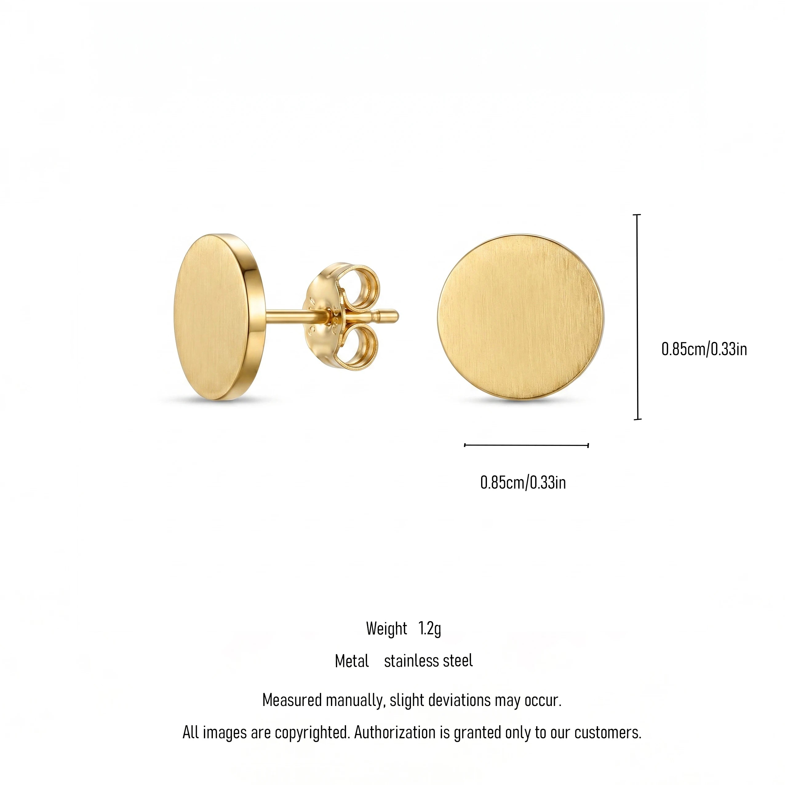 QIAOREN 11200 Elegant Solid Circle Stud Earrings Waterproof Stainless Steel Gold Minimalist Fashion Jewelry