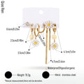 QIAOREN 14488 Daisy Tassel Stainless Steel Enamel Flower Drop Earring Pack, Gold Multi-style Huggie Hoops Stud Earrings