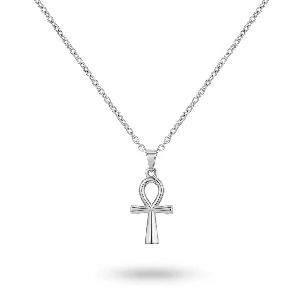 QIAOREN 11675 Tarnish Free 18K Gold Stainless Steel Ankh Cross Pendant Necklace Minimalist Life Symbol Jewelry