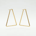 QIAOREN 12332 Waterproof Tarnish Free Triangle Hoop Earrings Gold Stainless Steel Sleek 3-Sided Triangular Latchback Hoops US EU