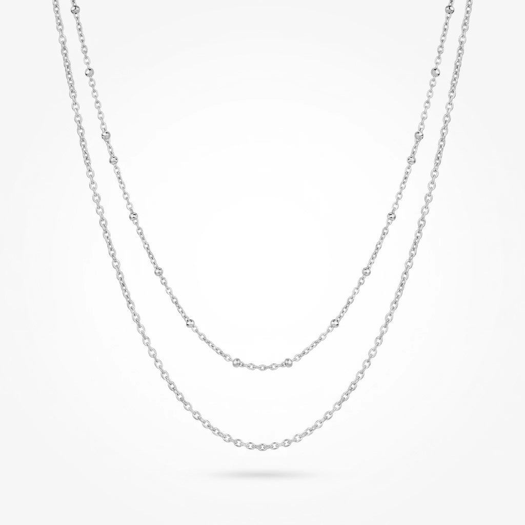 QIAOREN 11499 18K Gold Plated Double Layered Beaded Waist Chain Stainless Steel Tarnish Free Waterproof