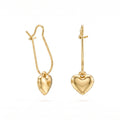 QIAOREN 11184 Trendy Puffy Heart Drop Earrings Stainless Steel Gold Hook Earrings for Women Romantic Minimal Jewelry