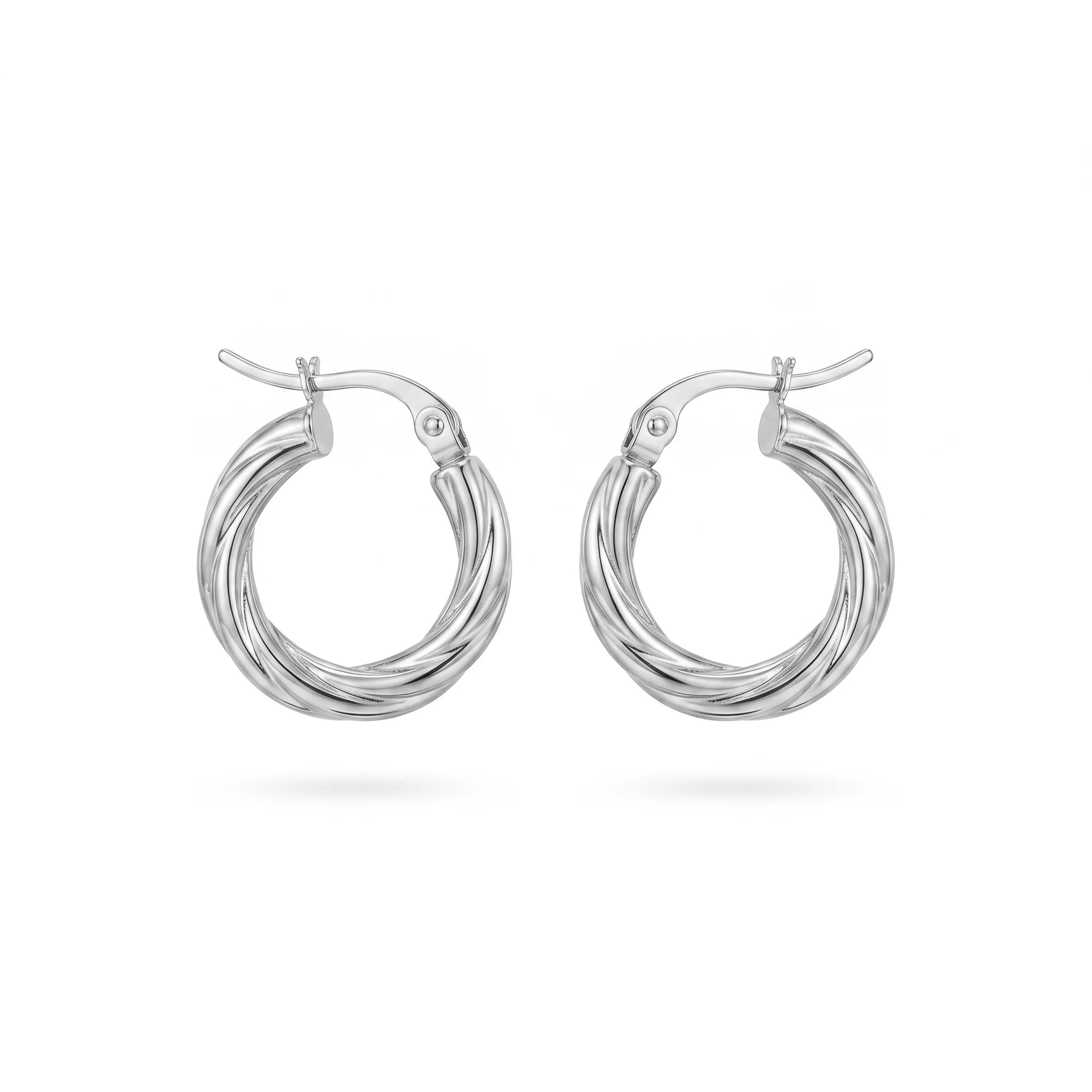 QIAOREN 12387 Twisted Texture Gold Huggie Hoop Earrings Waterproof Stainless Steel 18K PVD Plated Minimalist Daily Jewelry