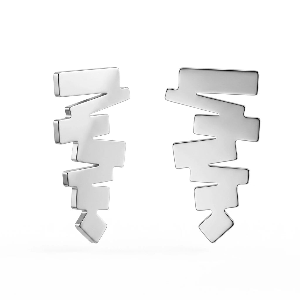 QIAOREN 10949 Hypoallergenic Stainless Steel Geometric Studs, 18K Gold Plated Waterproof Tarnish Resistant Earrings