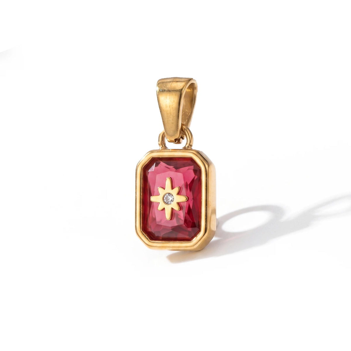 QIAOREN 13882-93 Polished Gold Vintage Birthstone Rectangle Charm for Necklace Making DIY Jewelry Gift