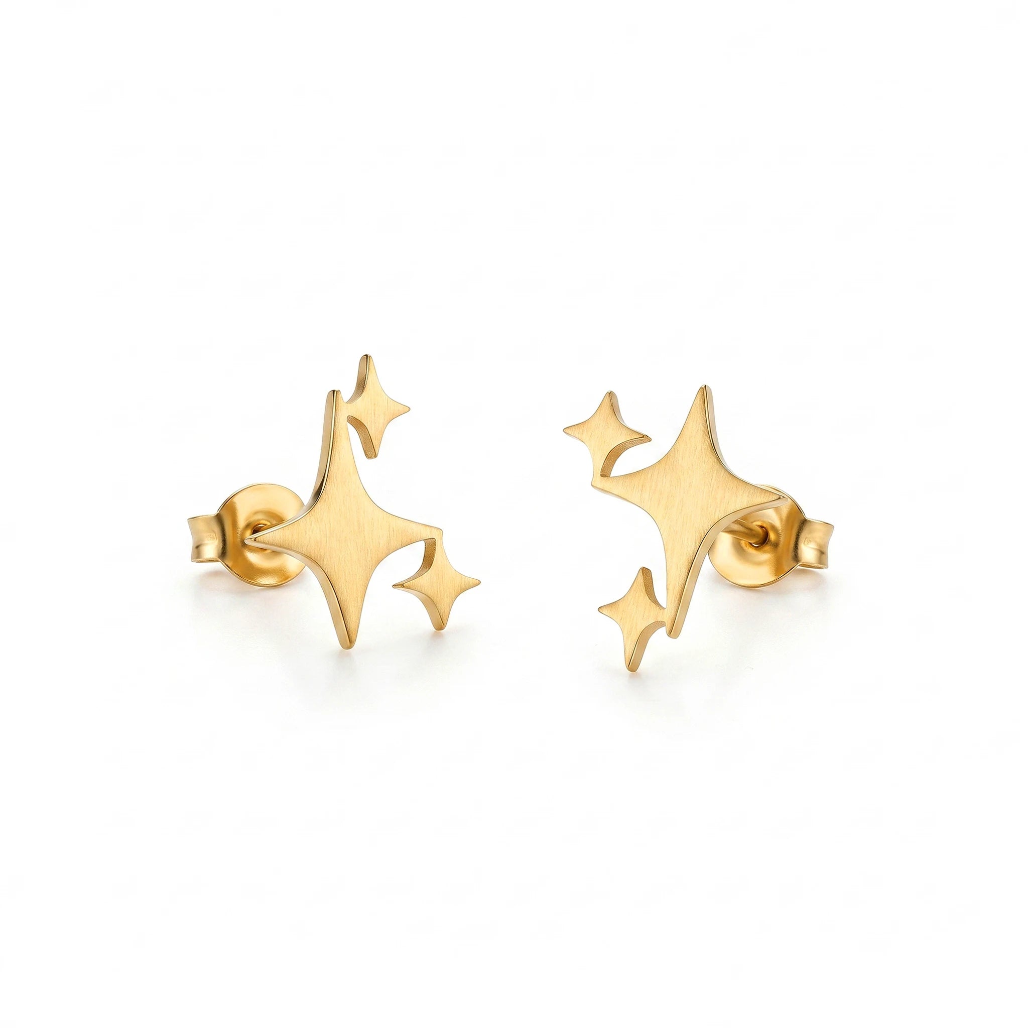 QIAOREN 11770 Minimalist Matte Multi Star Stud Earrings Gold Stainless Steel Celestial Fashion Jewelry for Western Girls Casual