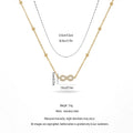QIAOREN 13987 Beaded Cable Chain Infinity Symbol Pendant Necklace with Paved Clear CZ Inlay, Polished Gold Eternal Love Collar
