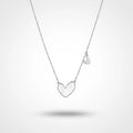 QIAOREN 11679 Dainty Mother of Pearl Heart Necklace 18K Gold Stainless Steel with Mini Heart Charm for Women
