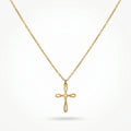 QIAOREN 10662 Dainty Fluid Cross Pendant Necklace 18K Gold Plated Stainless Steel  Women's Everyday Layering Gift Necklace