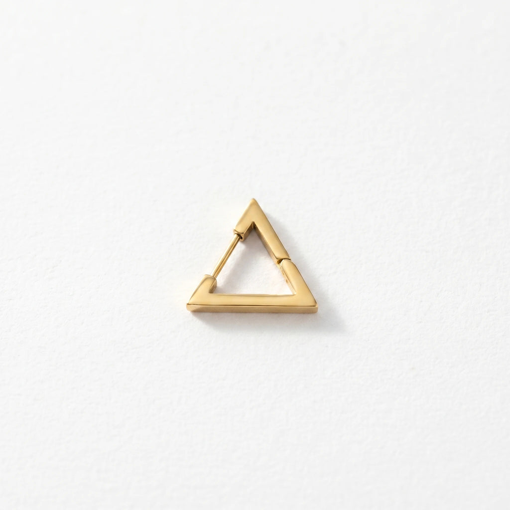 QIAOREN 12573 Dainty Geometric Triangle Huggie Earrings 316L Stainless Steel Gold Plated No Fade Earring Trendy Gift