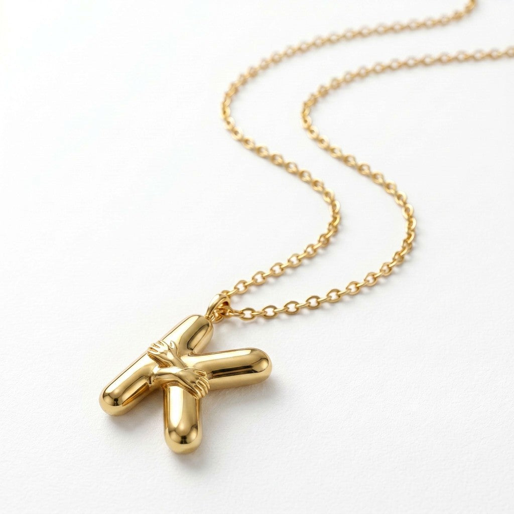 QIAOREN A-Z 26 Letter Initial Necklace Stainless Steel Gold Silver Alphabet Pendant Personalized Name Jewelry Gift for Women