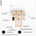 QIAOREN 14503 Stainless Steel Round CZ Studs Snake Chain Star Rectangle Charm Multi Pack Long Dangle Earrings Jewelry