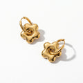 QIAOREN 10841 Waterproof Stainless Steel Floral Charm Drop Earrings Trendy Party 18K Gold Plated Jewelry