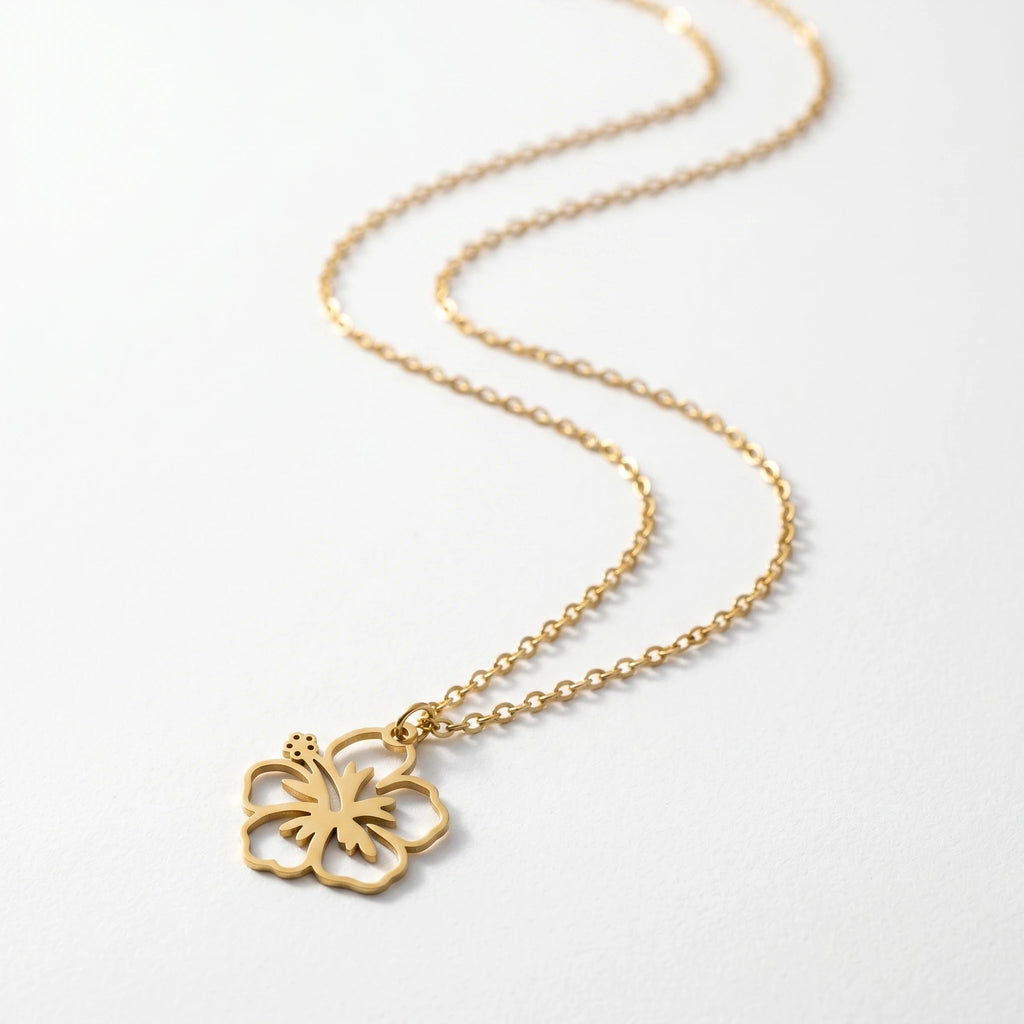 QIAOREN 11723 Wholesale Cutout  Floral Necklace Stainless Steel Gold Plated Beach Jewelry for EU USA Accessories Retailers