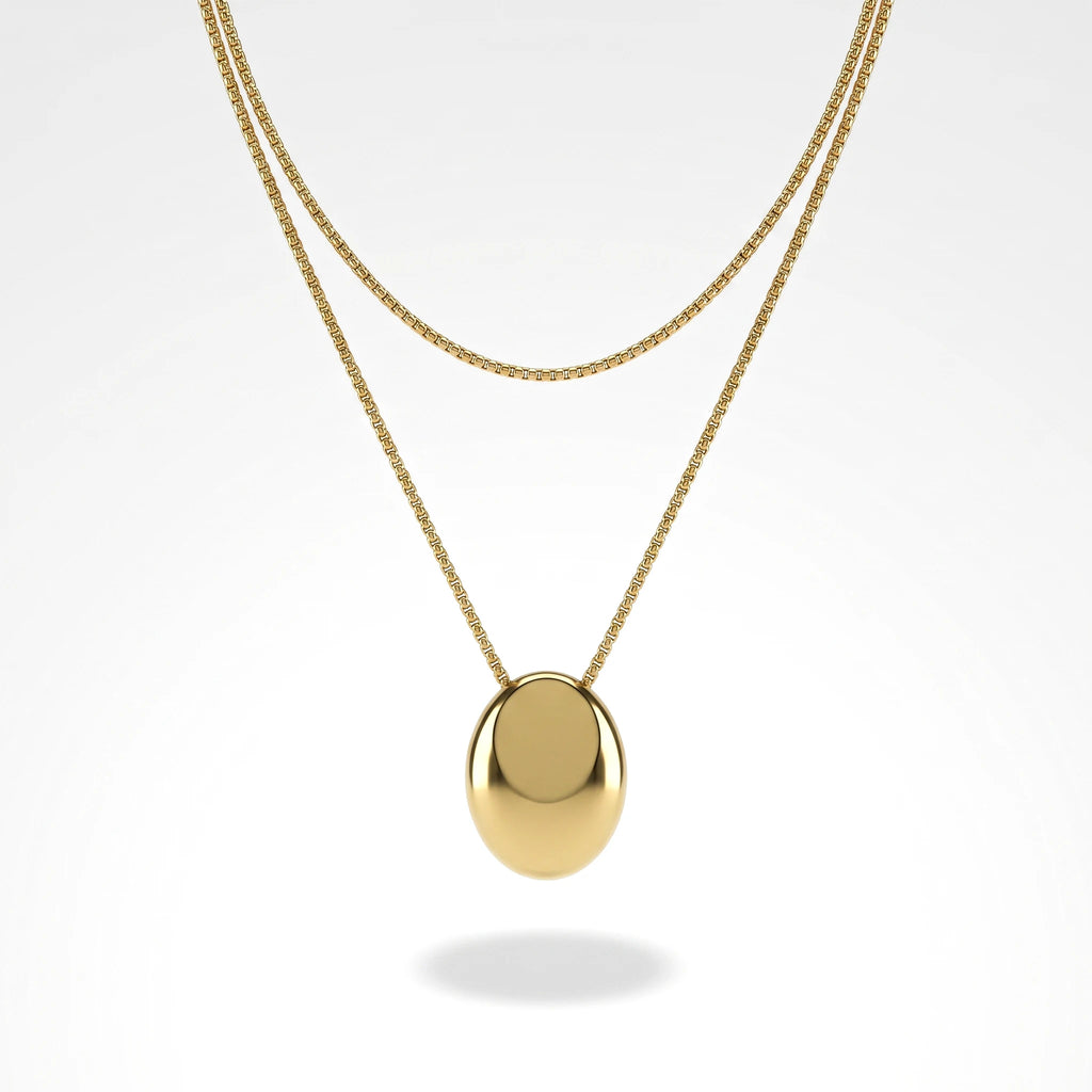 QIAOREN 13993 Beaded Cable Chain Pendant Necklace with Two Textured Fish Charms and Dangling Smooth Round Beads