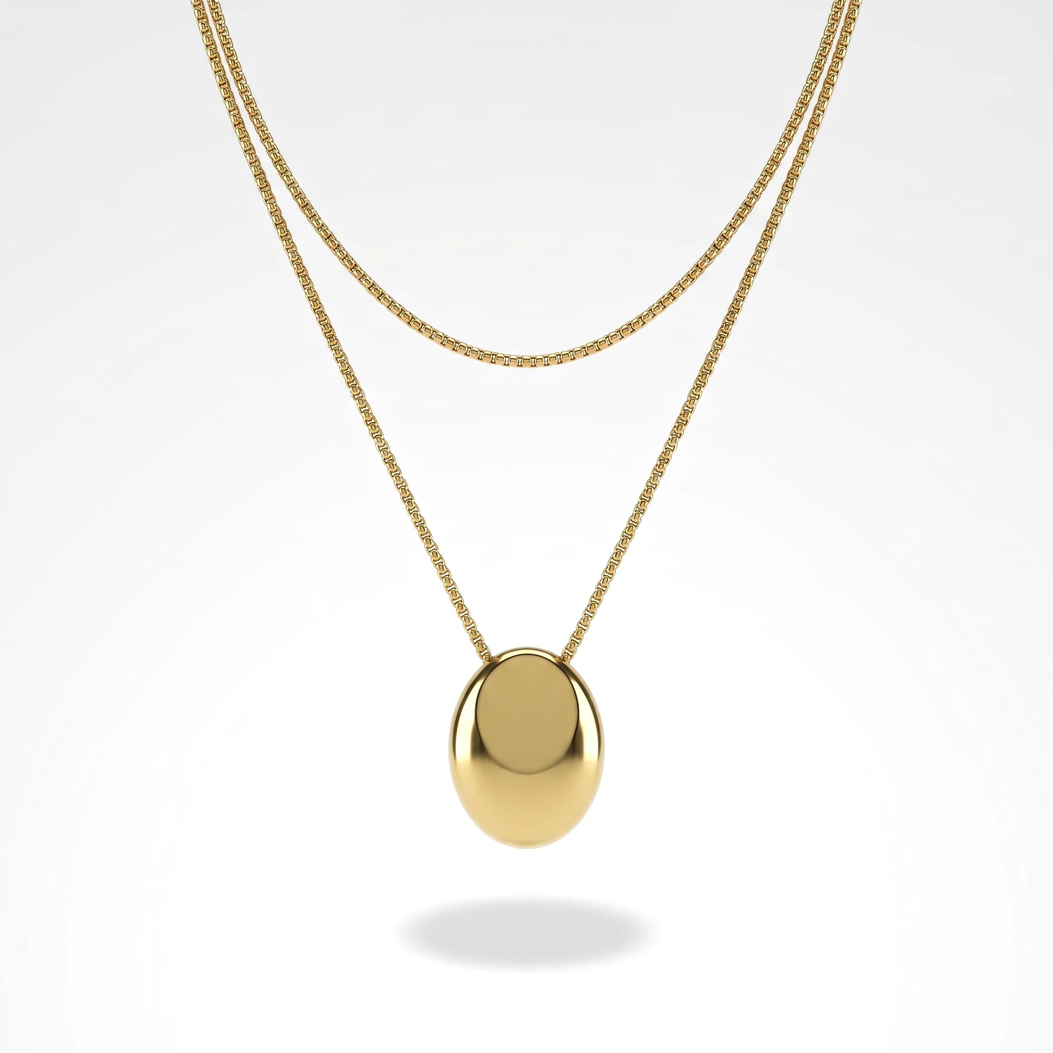 QIAOREN 13993 Beaded Cable Chain Pendant Necklace with Two Textured Fish Charms and Dangling Smooth Round Beads