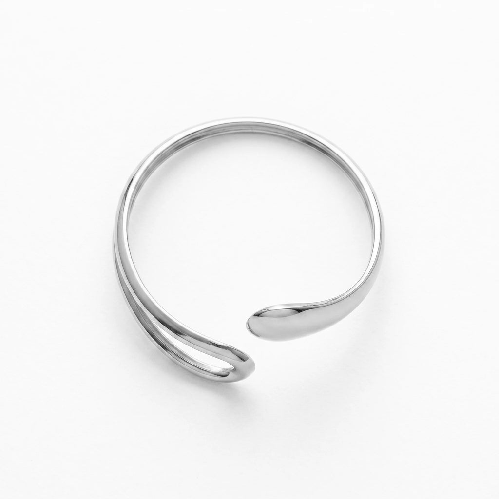 QIAOREN 10995 Luxury Organic Shape Gold Cuff Bracelet Stainless Steel Adjustable Open Bangle for Women Beach Jewelry