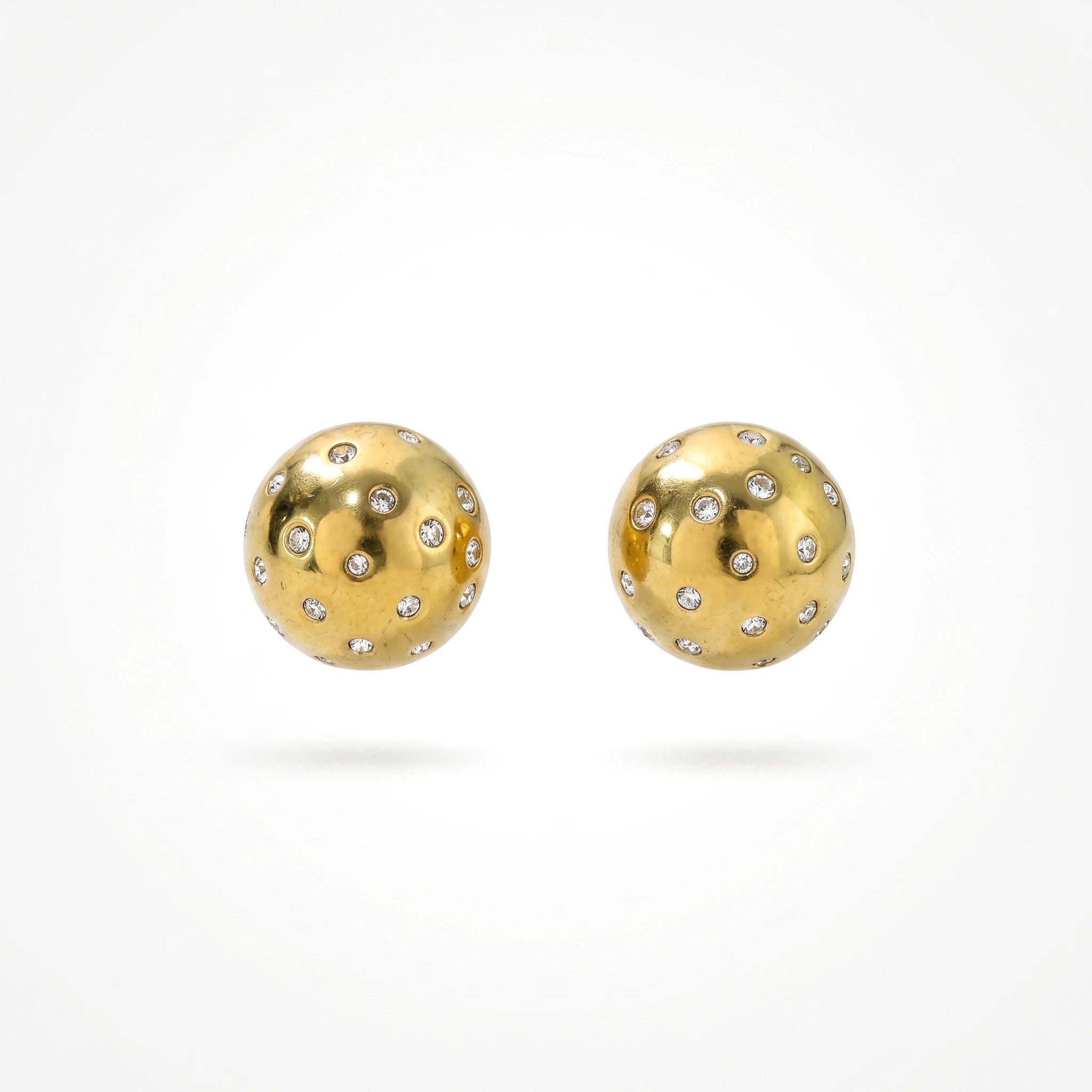 QIAOREN 12263 Waterproof Tarnish Free Gold Dome Earrings Stainless Steel Gypsy Set Sparkling CZ Dotted Ball Studs Jewelry US EU
