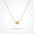 QIAOREN 13475 Minimalist Smooth Puffy Heart Pendant Necklace with Thin Delicate Cable Chain, Dainty Gold Necklace