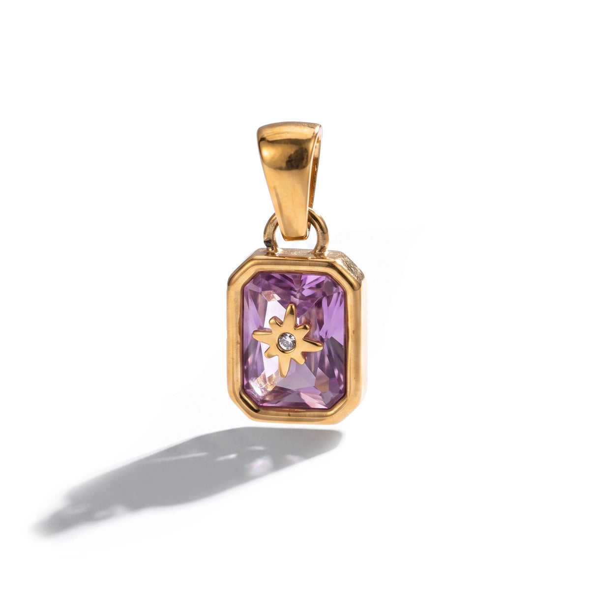 QIAOREN 13882-93 Polished Gold Vintage Birthstone Rectangle Charm for Necklace Making DIY Jewelry Gift