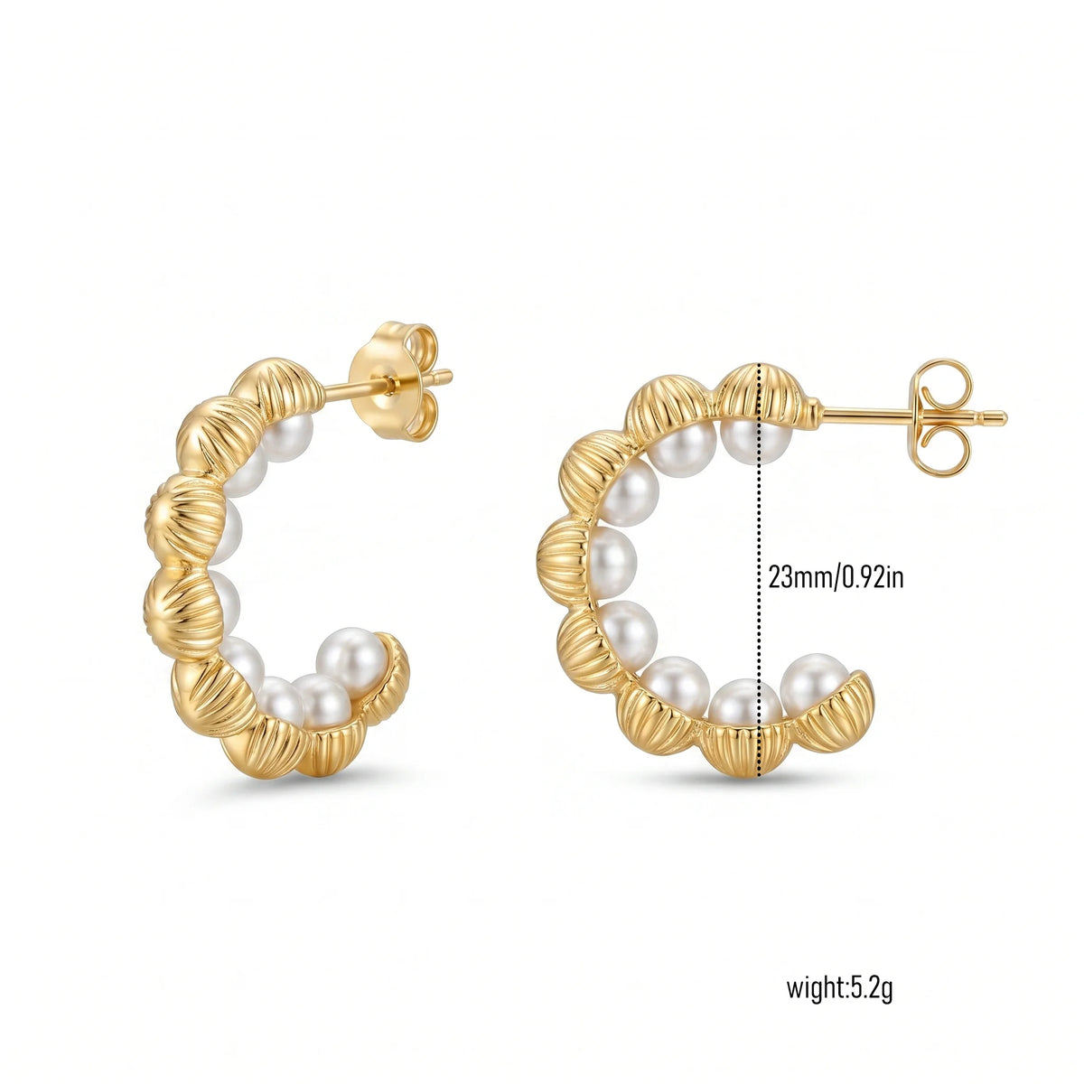 QIAOREN New  18K Gold Plated Stainless Steel Women Zircon  Hoop Earrings Set Fashion Jewelry Clip Stud Earrings