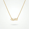 QIAOREN 11940 Trendy Four Linked Heart Necklace Stainless Steel 18K Gold Plated Dainty Interlocking Love Jewelry for Women US EU