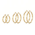 Gold Plated Matte Hoop Earrings for Women Stainless Steel Brushed Round Minimalist Fashion Jewelry