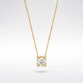 QIAOREN 13468 Minimalist Four Prong Round Cut Cubic Zirconia Pendant Necklace, Dainty Thin Cable Chain Single Stone Necklace