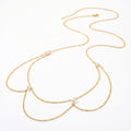 QIAOREN 13044 Dainty Pearl Layered Body Chain Stainless Steel Gold Bikini Waist Chain Summer Beach Belly Swim Jewelry