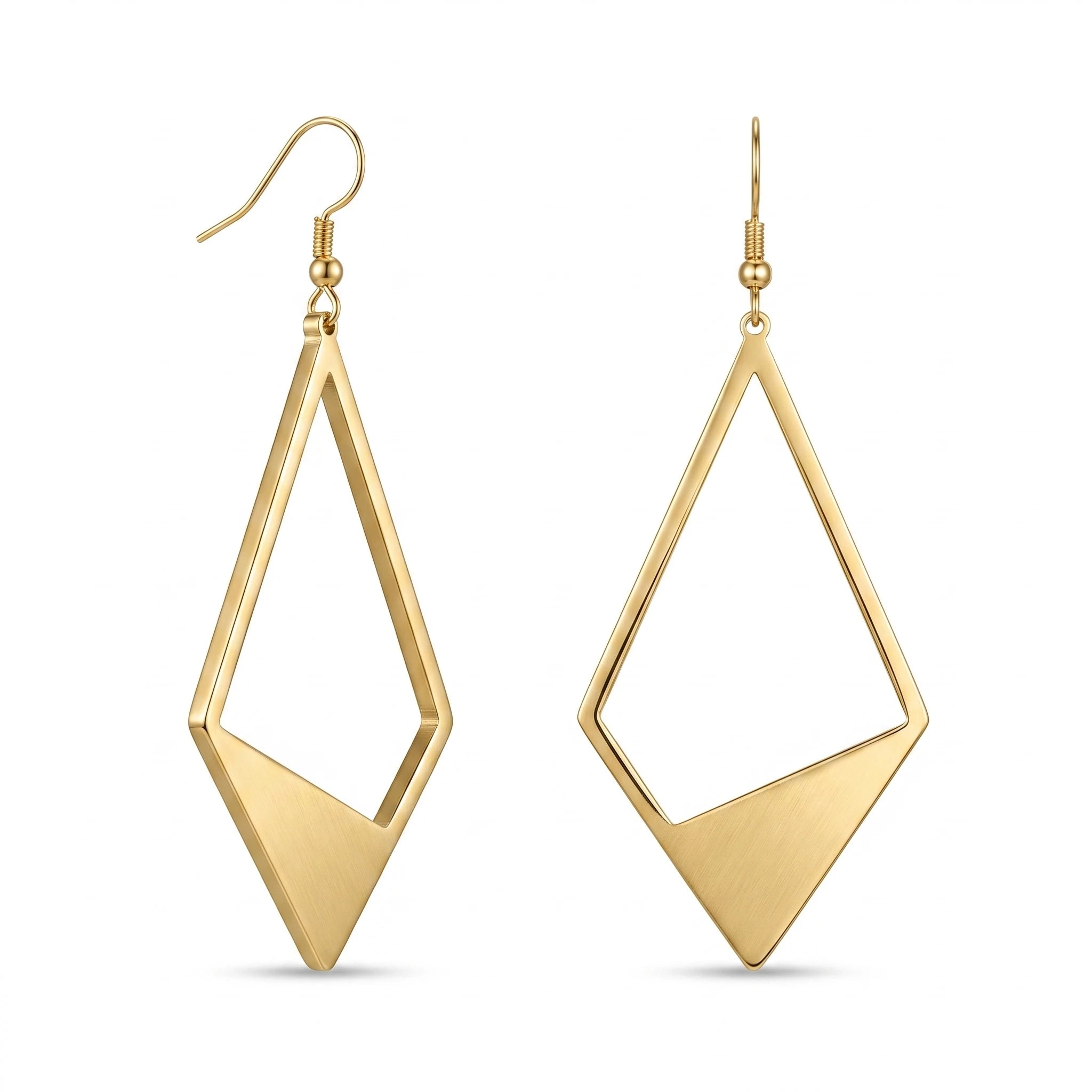 QIAOREN 10937 Hypoallergenic Stainless Steel Geometric Women's Earrings 18K Gold Plated Waterproof Tarnish Resistant Pendant