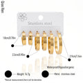 QIAOREN 14593 Gold Stainless Steel Hoop Earrings Multi Line Huggie Earrings Waterproof Hypoallergenic Fashion Jewelry for Women