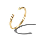 QIAOREN 12777 Stainless Steel Gold Polished Thin Open Cuff Bangle Adjustable Minimal Plain Wrist Bracelet for Women