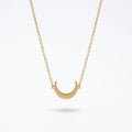 QIAOREN 11837 18K Gold Plated Stainless Steel Anti-Tarnish Hypoallergenic Matte Finish Crescent Moon Horizontal O Chain Necklace