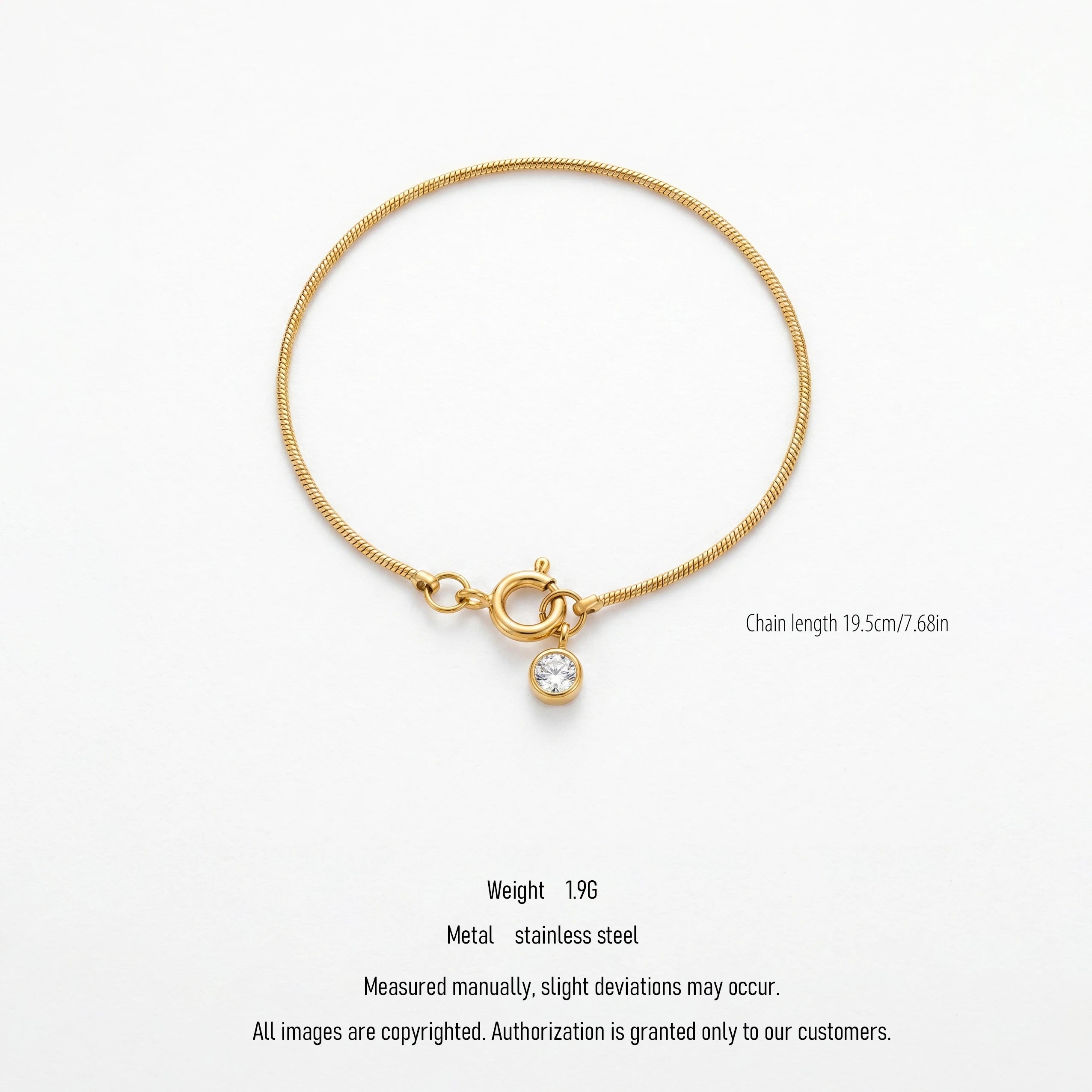 QIAOREN 10668 18K Gold Plated Stainless Steel Chain Bracelet for Women Diamond Pendant Trendy Geometric Design Buddhism-inspired