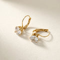 QIAOREN 12217-20  Waterproof Stainless Steel Gold Plated Round CZ Leverback Earrings Colorful Crystal Hoops for Women