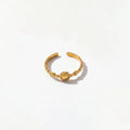 QIAOREN 5Pcs 18K Gold Plated Stainless Steel Rings Set Tarnish Free Adjustable Stackable Open Cuff Rings for Women