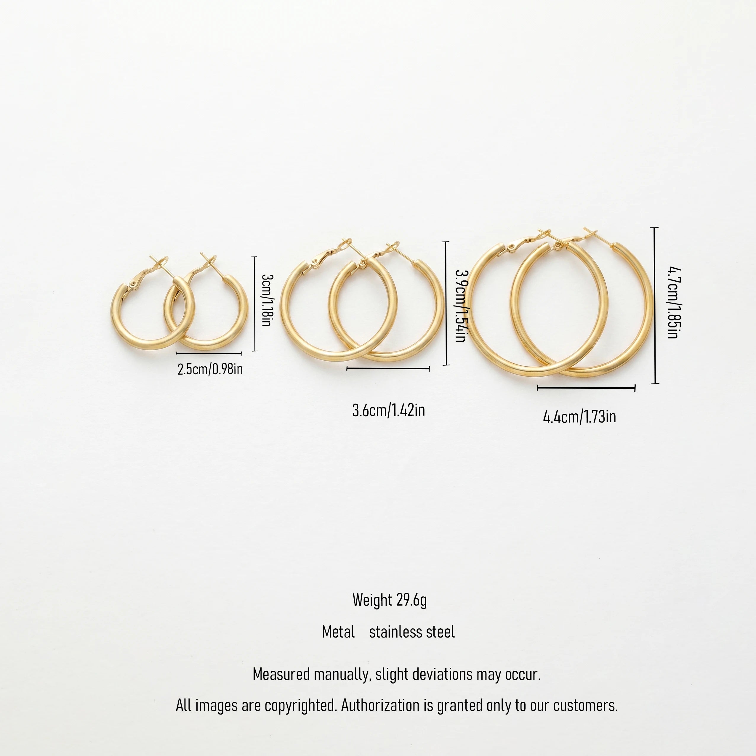 QIAOREN 13203 Gold Plated Tube Hoop Earrings for Women Stainless Steel Polished Round Minimalist Fashion Jewelry