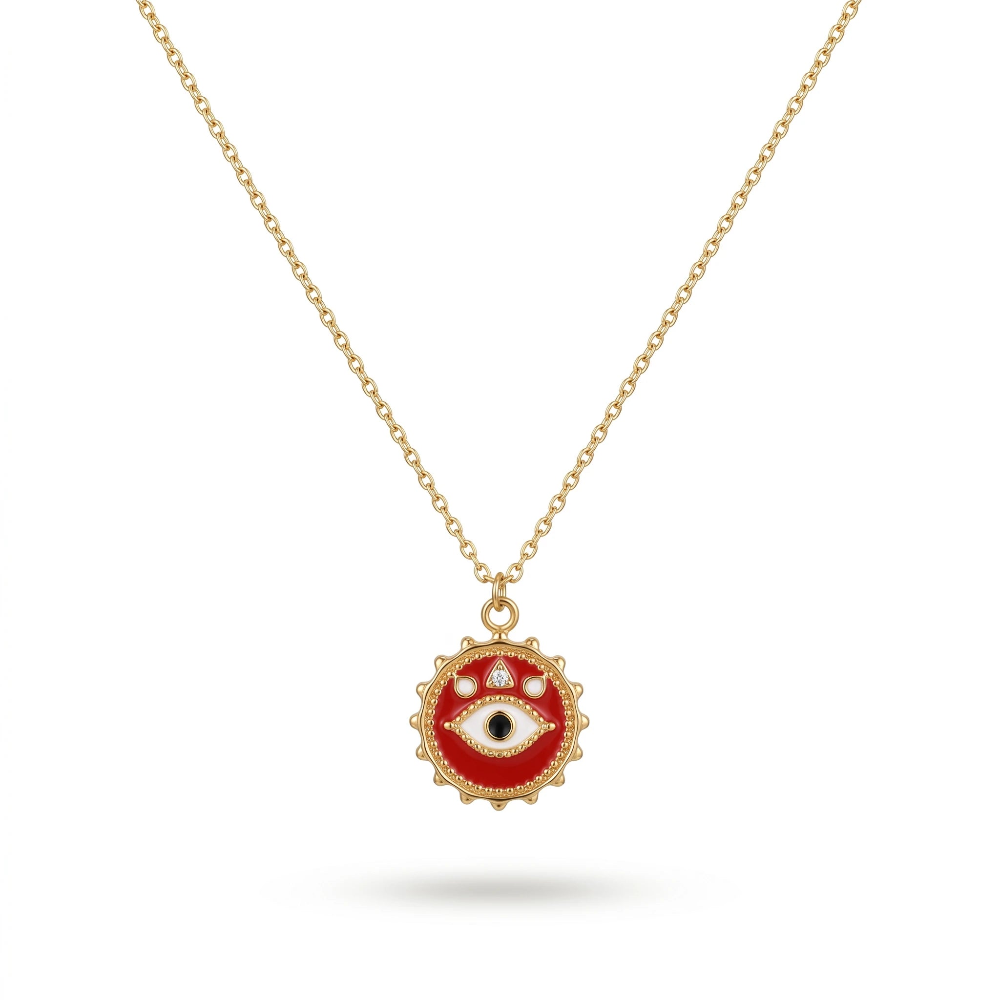 QIAOREN 12813 18K Gold Plated Necklace, Waterproof Tarnish Free Stainless Steel Protection Medallion Jewelry for Women