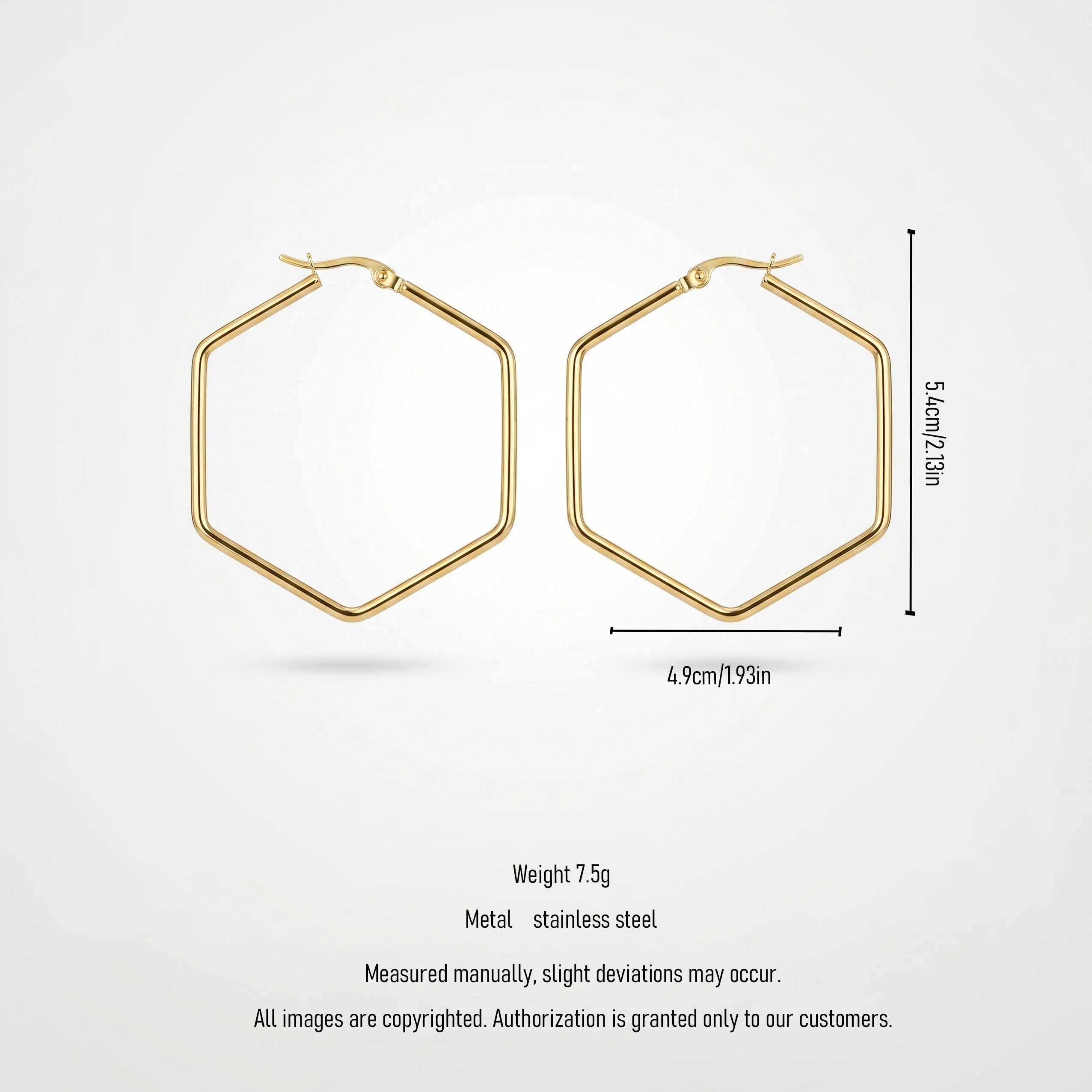 QIAOREN 12325 Trendy Geometric Hexagon Hoop Earrings Gold Stainless Steel Sleek Six Sided Polygon Large Hoops Women US EU