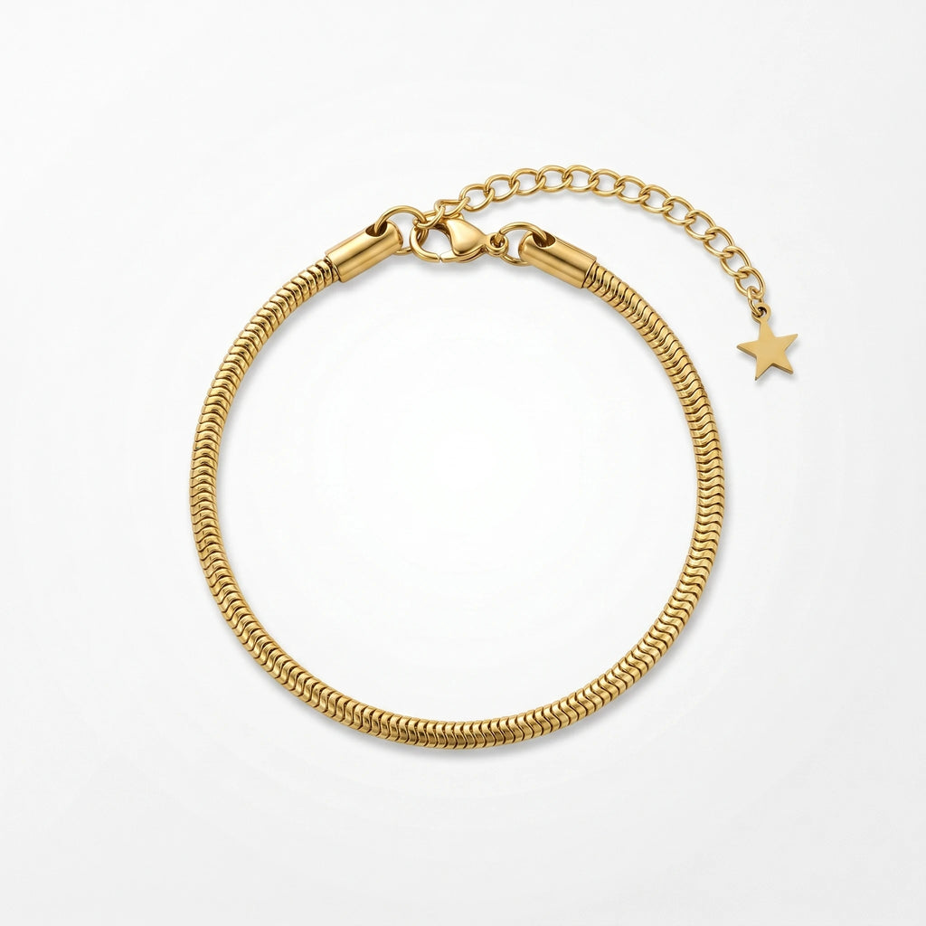 QIAOREN 11079 Minimalist Gold Snake Chain Bracelet Stainless Steel Waterproof Anti Tarnish Elegant Bracelet for Women Jewelry