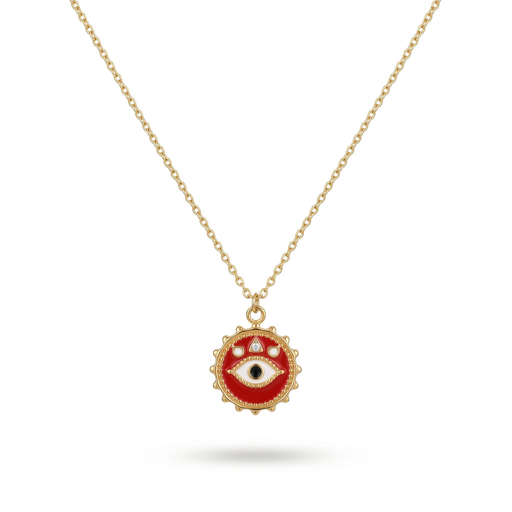 QIAOREN 12813 18K Gold Plated Necklace, Waterproof Tarnish Free Stainless Steel Protection Medallion Jewelry for Women