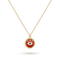 QIAOREN 12813 18K Gold Plated Necklace, Waterproof Tarnish Free Stainless Steel Protection Medallion Jewelry for Women