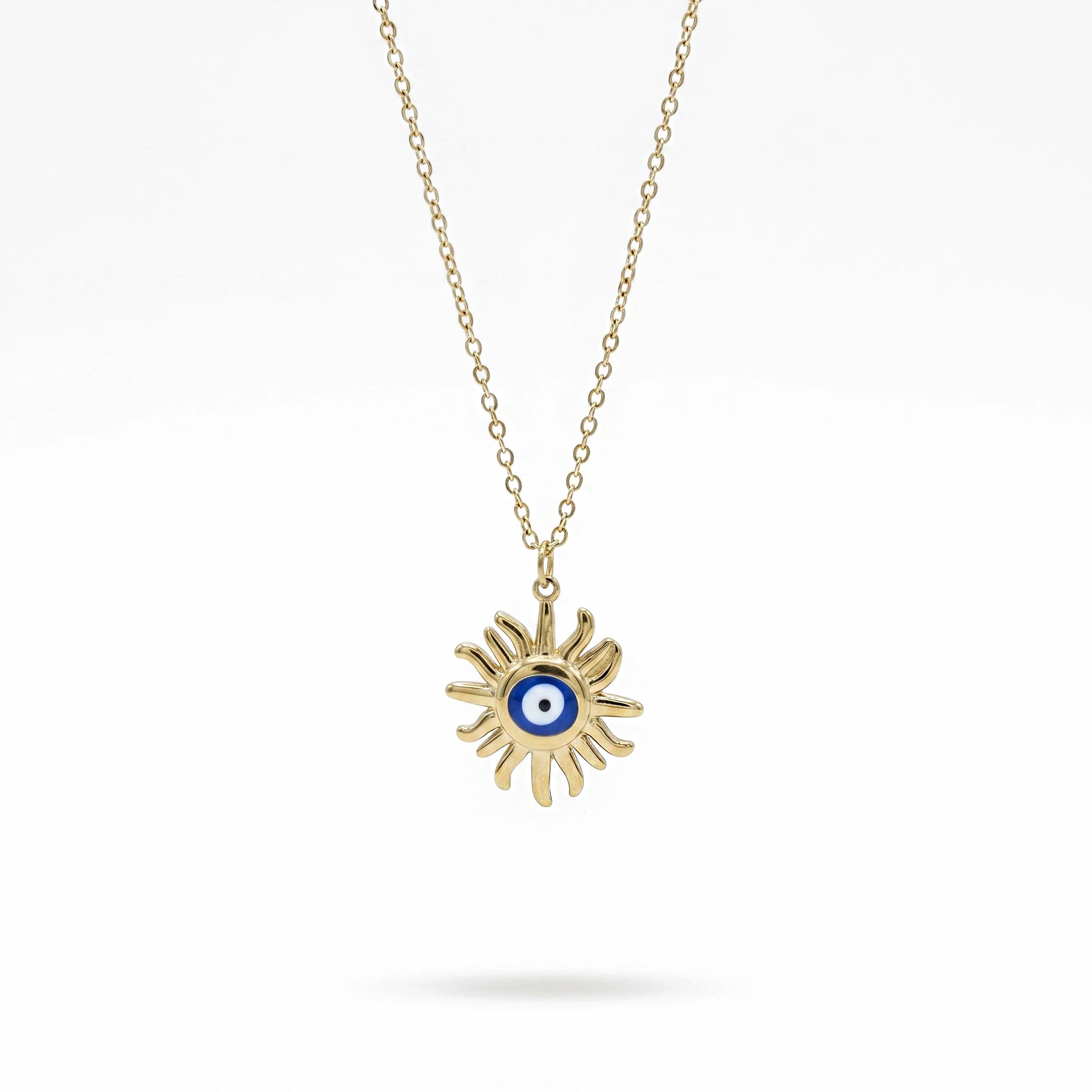 QIAOREN 12819 Premium Solar Nazar Necklace Gold Plated  Stainless Steel Hypoallergenic Wholesale High Quality Gift