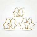 QIAOREN 13193 Gold Plated Star Hoop Earrings for Women Stainless Steel Geometric Statement Dangle Fashion Jewelry